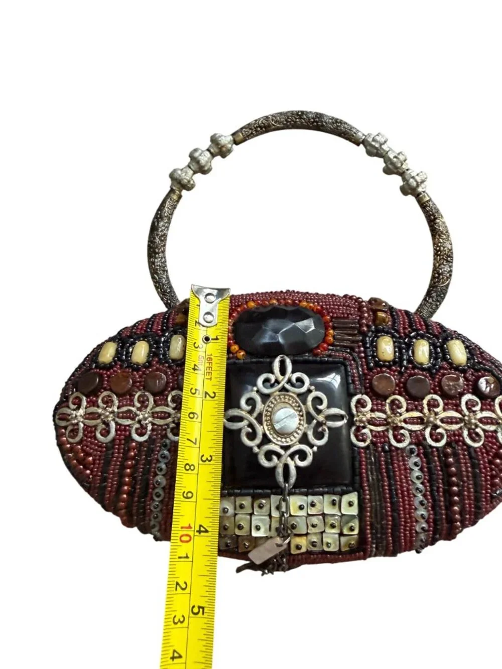 MARY FRANCES Beaded Top Handle Evening Bag
